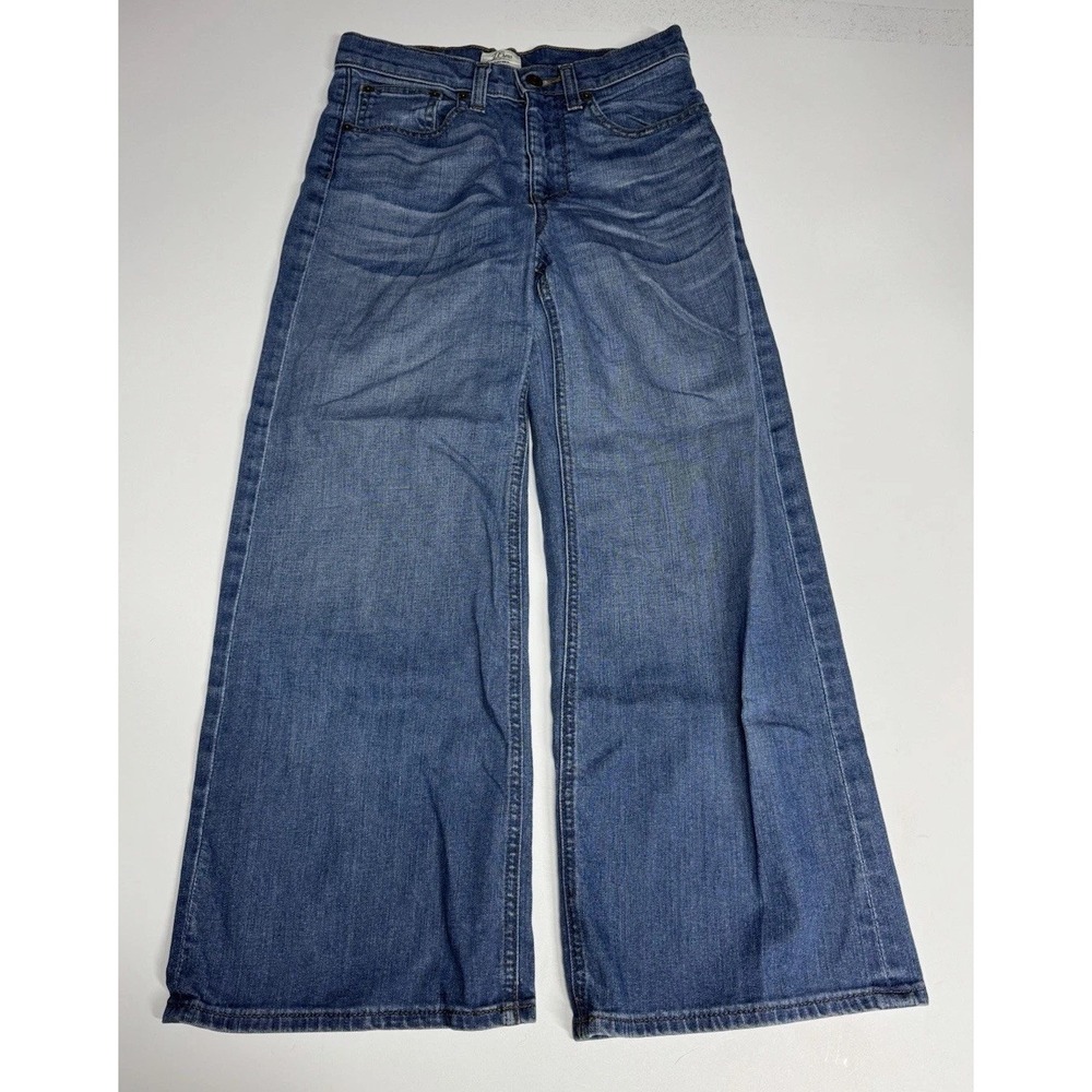 J Crew Jeans Womens 25 Rayner Medium Wash Stretch High Rise Wide Leg Cropped